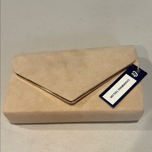 Charming Tailor - faux suede Cream Clutch bag / crossbody bag.  Purse. NWT